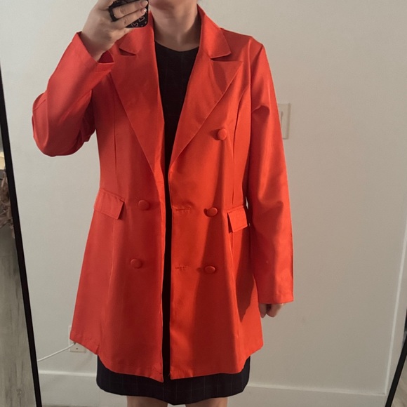 Women's Double-Breasted Orange Coat